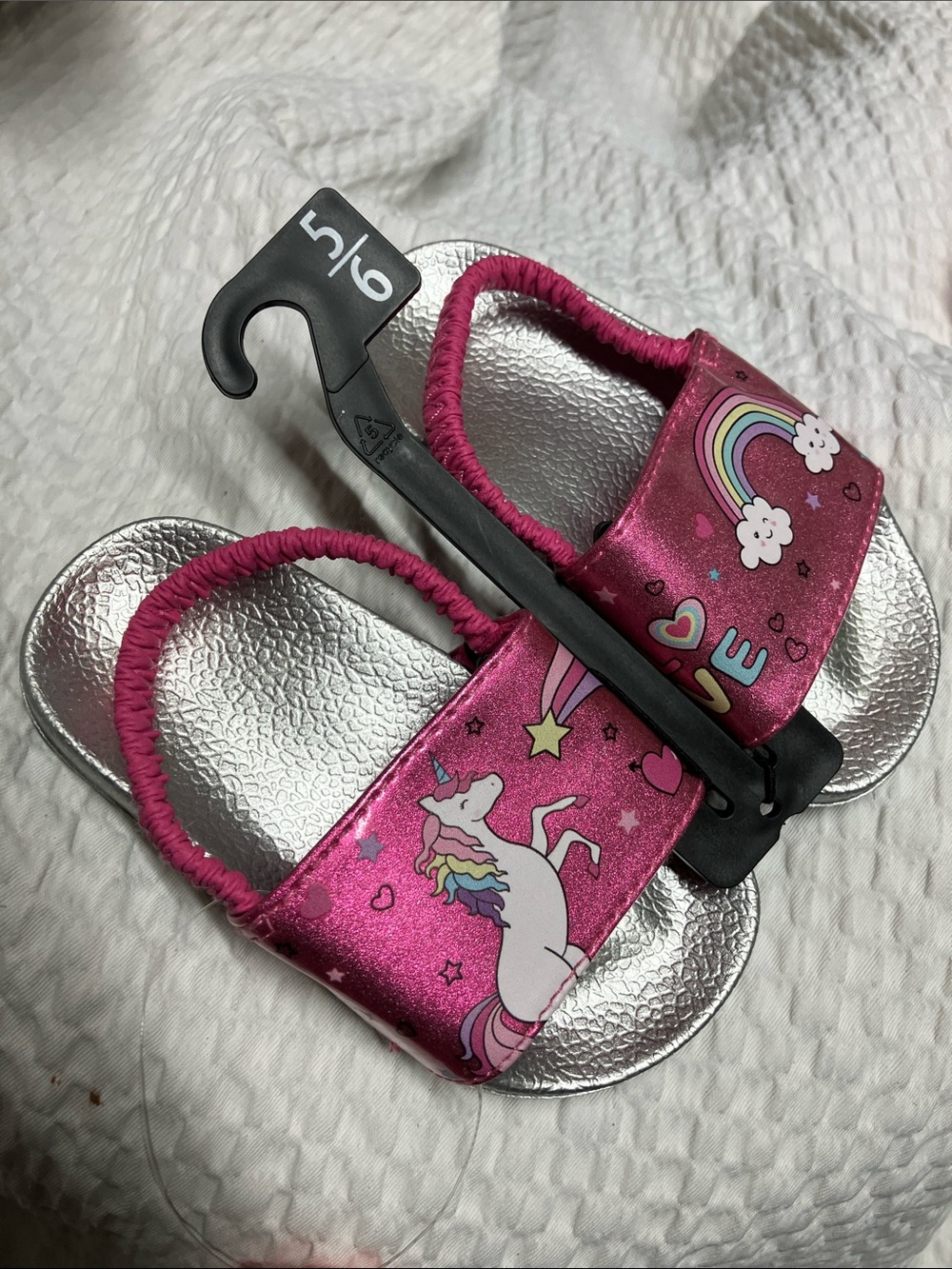 wonder nation Pink Unicorn & Rainbow Slide Sandals - Picture 2 of 4